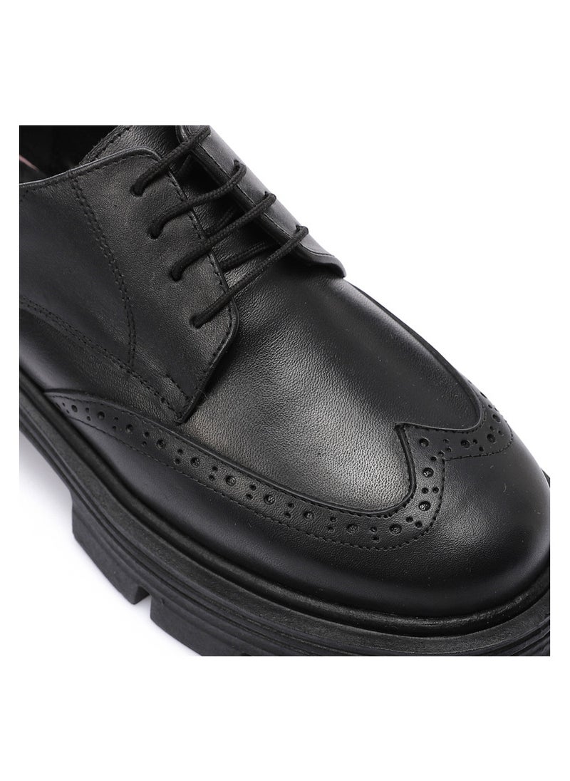 Mr.joe Mr Joe-Chunky Semi Formal Lace Up Leather geniune Shoes - Black-3007  - Image 2