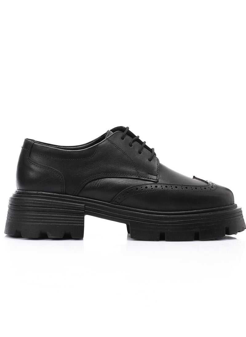 Mr.joe Mr Joe-Chunky Semi Formal Lace Up Leather geniune Shoes - Black-3007  - Image 3