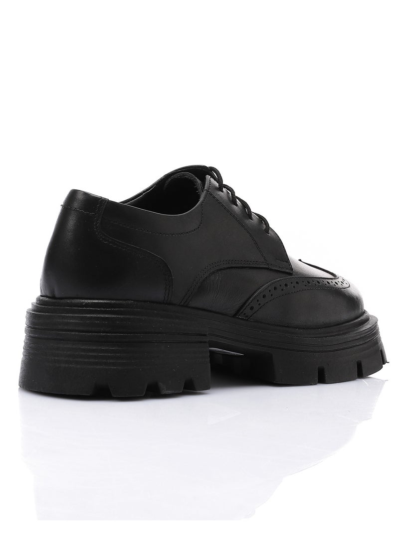 Mr.joe Mr Joe-Chunky Semi Formal Lace Up Leather geniune Shoes - Black-3007  - Image 4