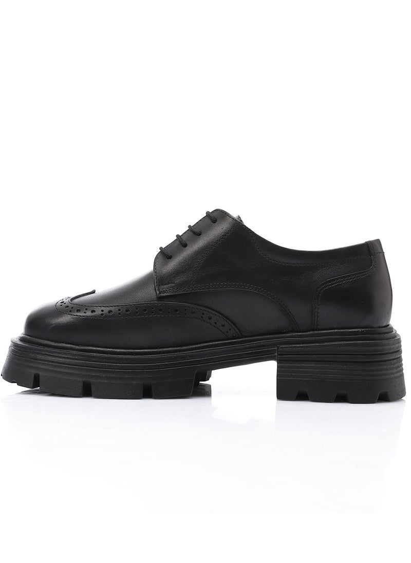 Mr.joe Mr Joe-Chunky Semi Formal Lace Up Leather geniune Shoes - Black-3007  - Image 5