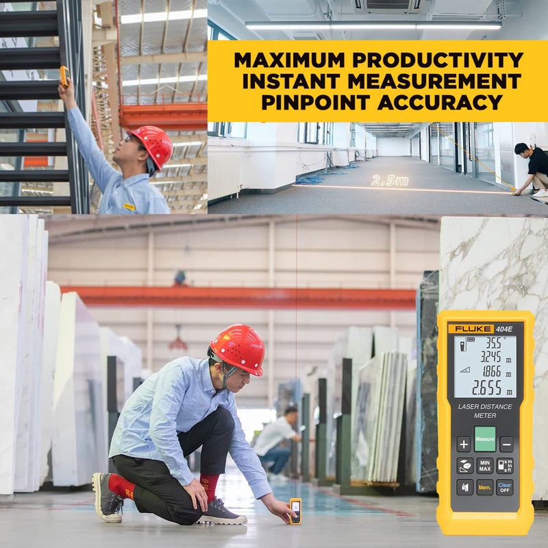 FLUKE 404E مقياس مسافة ليزر رقمي 40 متر مع حقيبة حمل مجانية شاشة LCD كبيرة مقاومة للغبار والماء IP54 قياس المسافة والمساحة والحجم (ضمان سنة واحدة) - Image 5