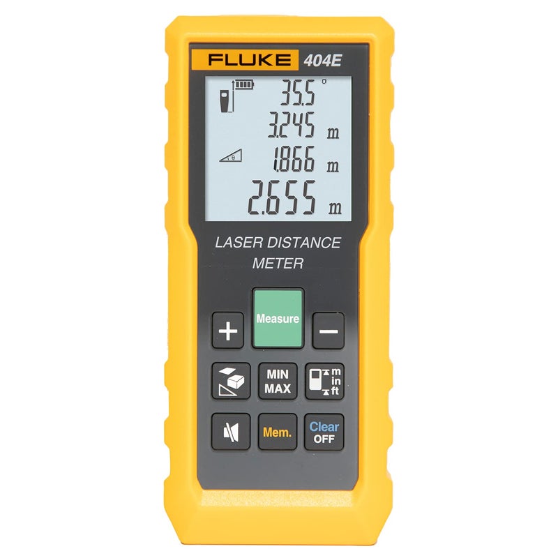 FLUKE 404E مقياس مسافة ليزر رقمي 40 متر مع حقيبة حمل مجانية شاشة LCD كبيرة مقاومة للغبار والماء IP54 قياس المسافة والمساحة والحجم (ضمان سنة واحدة) - Image 1