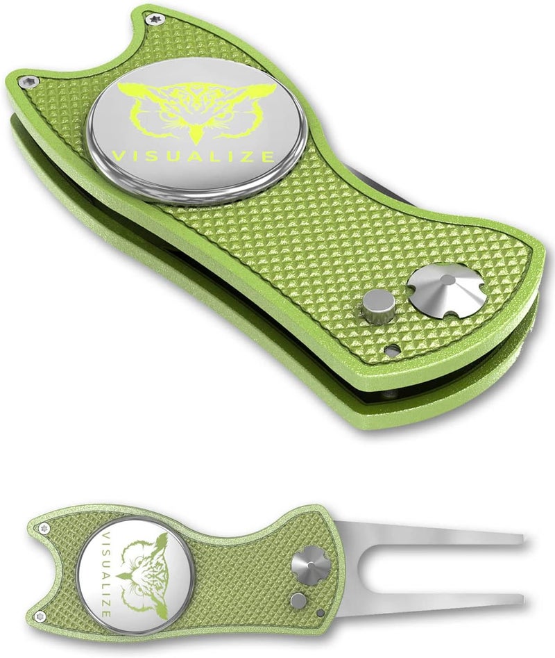 VISUALIZE Store Elite Switchblade Golf Divot Repair Tool Set with Ball Marker - Sturdy Anodized Aluminum - Perfect Golf Accessory Gift - Image 1