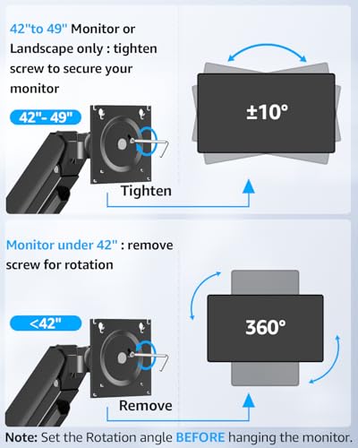 MOUNTUP Heavy Duty Monitor Arm for 49 inches, 44 lbs Curved Screens, Ultrawide Single Monitor Desk Mount, Monitors Stand for Samsung Odyssey G9 and More, VESA Mount with Clamp & Grommet Base - Image 3
