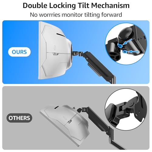 MOUNTUP Heavy Duty Monitor Arm for 49 inches, 44 lbs Curved Screens, Ultrawide Single Monitor Desk Mount, Monitors Stand for Samsung Odyssey G9 and More, VESA Mount with Clamp & Grommet Base - Image 4