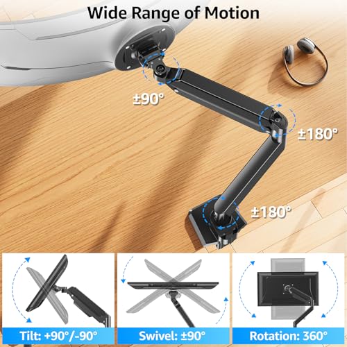 MOUNTUP Heavy Duty Monitor Arm for 49 inches, 44 lbs Curved Screens, Ultrawide Single Monitor Desk Mount, Monitors Stand for Samsung Odyssey G9 and More, VESA Mount with Clamp & Grommet Base - Image 5