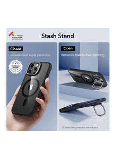 ESR ESR for iPhone 15 Pro Max Case Cover, Compatible with MagSafe, Grade Protective Case, Built-In Stash Stand Phone Case, Scratch-Resistant Back Cover, Classic Series, Clear Black  - Image 3