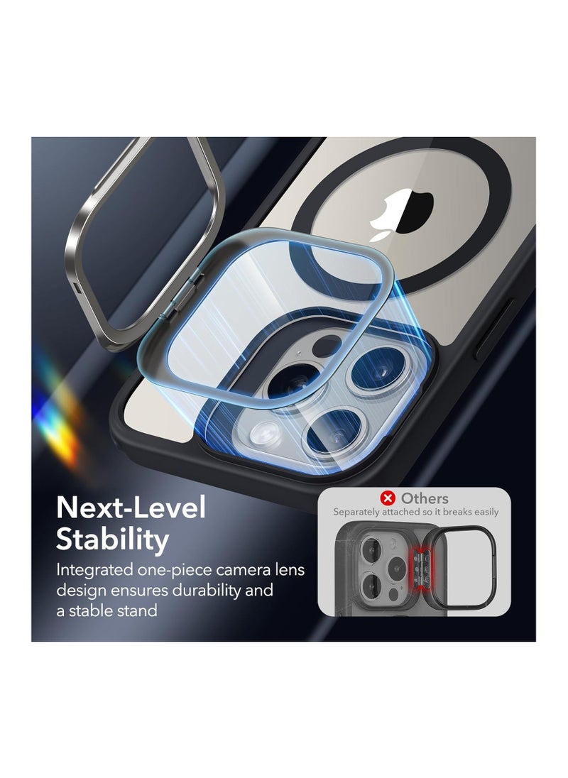 ESR - ESR for iPhone 15 Pro Max Case Cover, Compatible with MagSafe, Grade Protective Case, Built-In Stash Stand Phone Case, Scratch-Resistant Back Cover, Classic Series, Clear Black - Image 1