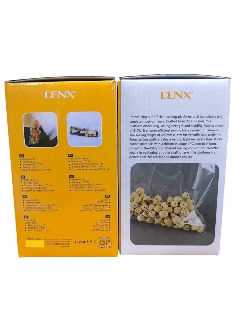 Denx Electric Impulse Sealer Machine with UK Plug - 200mm, 210W - Manual Bags Sealing Machine with 8 Adjustable Temperature Levels for Quick Heating - Ideal for Plastic PP, PE Bags, Pouches, Food Packaging, and Small Business Use - Image 3