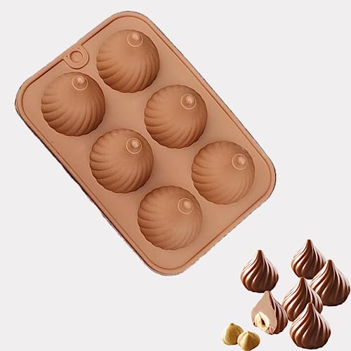 MoldBerry Silicone Chocolate Mould | 6 Cavity Silicone Modak Shape Chocolate Mould | Modak Filling Mould for Brownie, Cake, Cookie, Fondant, Candy, Pudding (Multicolor - PK1) - Image 1