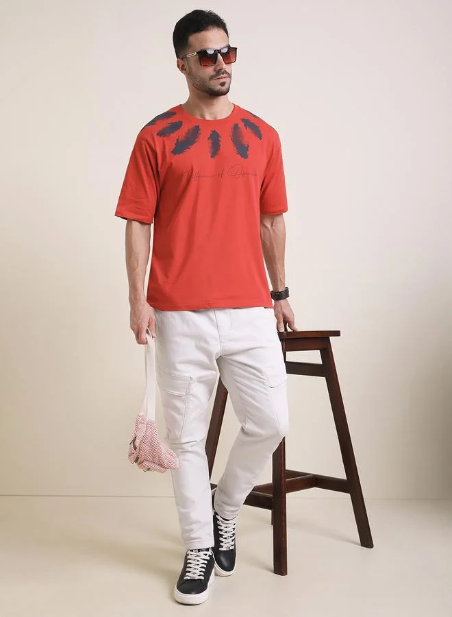 Difference of Opinion Men Oversized Crew Neck Printed T-Shirt