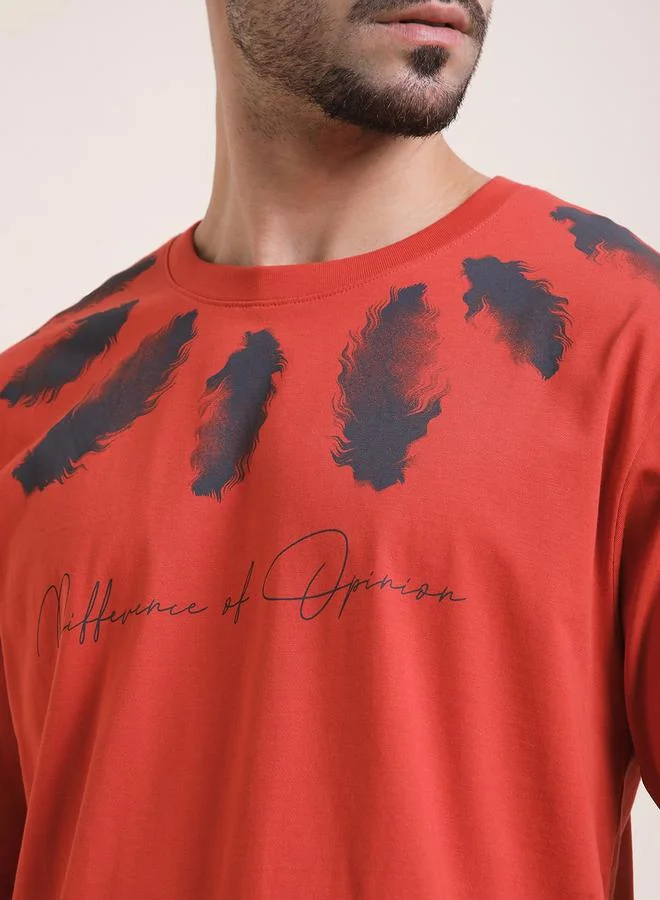 Difference of Opinion Men Oversized Crew Neck Printed T-Shirt