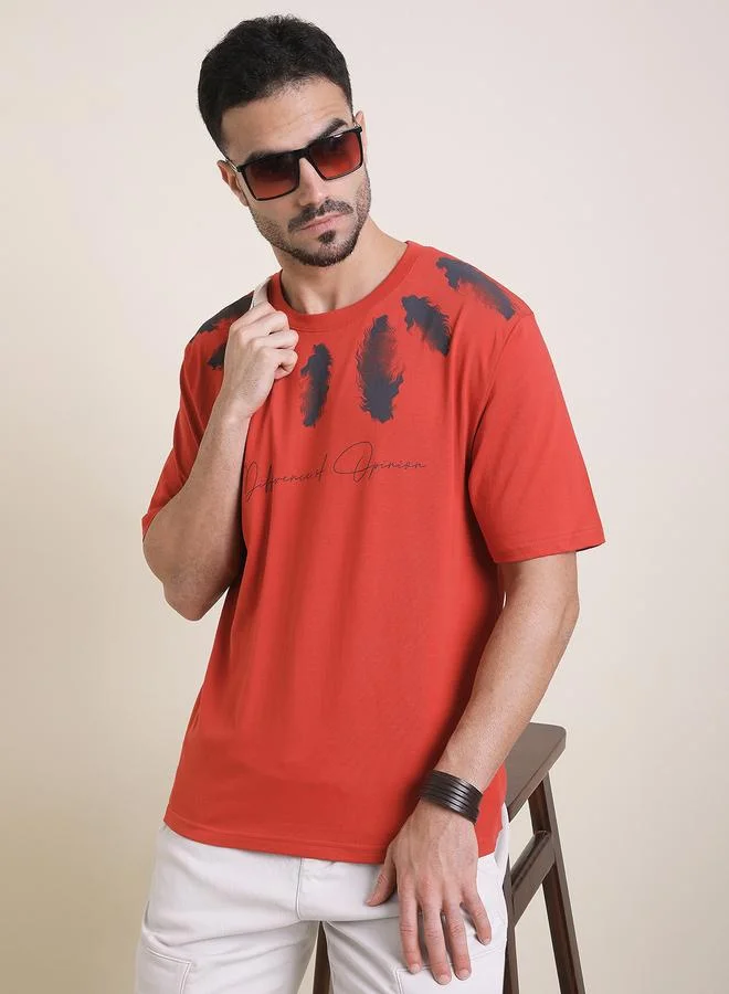 Difference of Opinion Men Oversized Crew Neck Printed T-Shirt