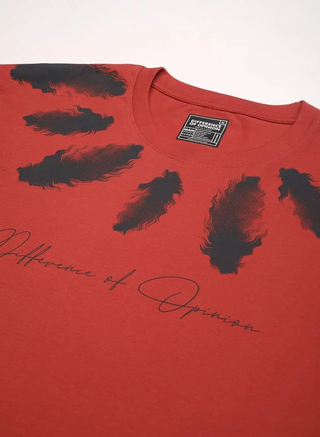 Difference of Opinion Men Oversized Crew Neck Printed T-Shirt