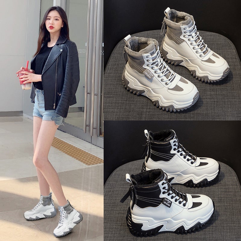 Dad Shoes 2026 Autumn and Winter Korean Version Women''s Massage Thick-Soled Popular Versatile Fleece-Lined Warm Height-Increasing Casual Cotton Shoes - Image 2