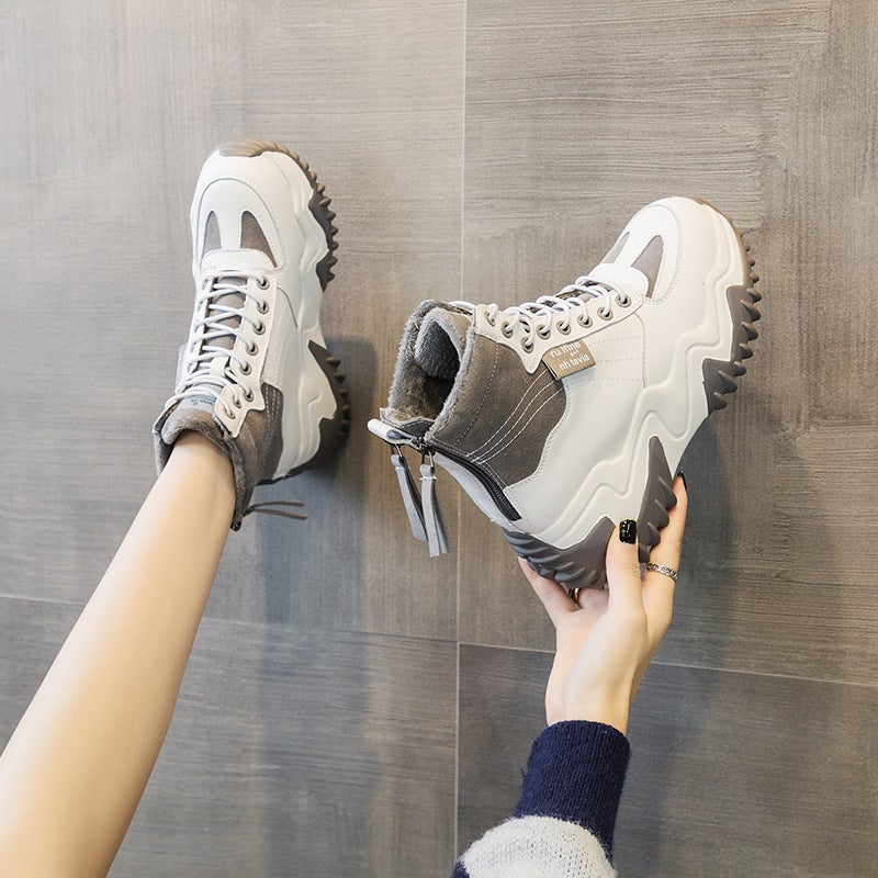 Dad Shoes 2026 Autumn and Winter Korean Version Women''s Massage Thick-Soled Popular Versatile Fleece-Lined Warm Height-Increasing Casual Cotton Shoes - Image 1