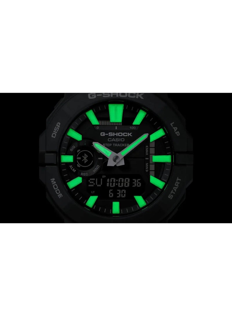 كاسيو ساعة يد كاسيو جي-شوك (G-Shock) تناظرية-رقمية، باللون الأبيض مع لمسات صفراء، ومزودة بميزة تتبع الخطوات. - Image 3