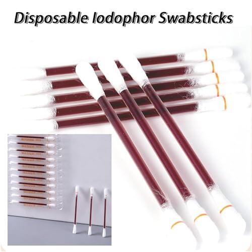 Kwinto 50 Pack Disposable Iodide Cotton Swab Makeup Double-headed Iodine Disinfectant Cotton Stick for Outdoor Sport Travel Medical Supplies Clean Wounds Care First Aid - Image 3