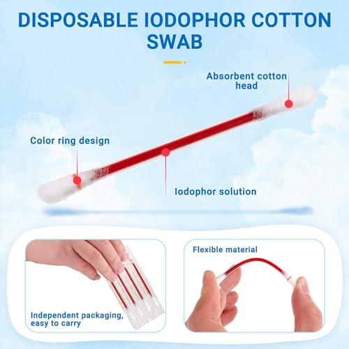 Kwinto 50 Pack Disposable Iodide Cotton Swab Makeup Double-headed Iodine Disinfectant Cotton Stick for Outdoor Sport Travel Medical Supplies Clean Wounds Care First Aid - Image 5