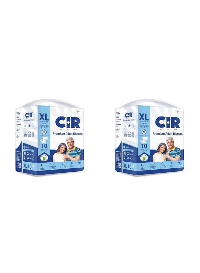 حفاضات CIR للجنسين، بنمط شريط لاصق، حماية طوال الليل مع خلاصة الصبار، مقاس كبير جدًا (XL)، 10 وحدات (عبوة من قطعتين). - Image 1