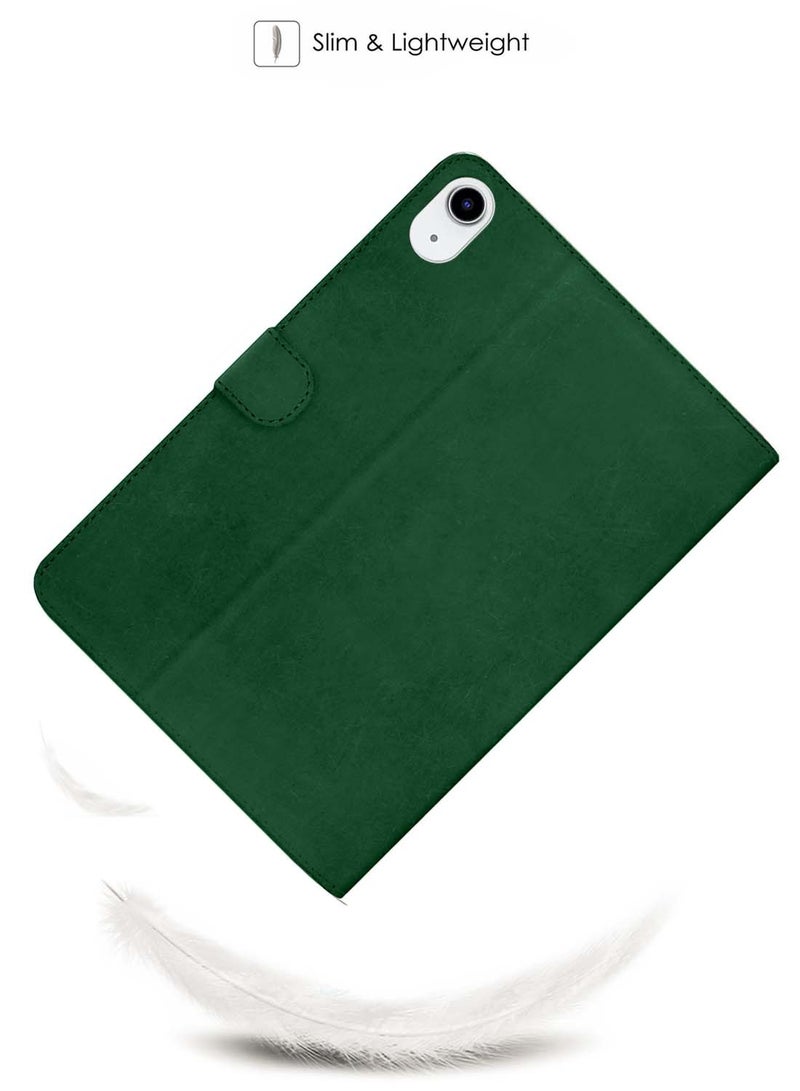 Wtech Apple iPad 2025 (11th Generation) A16 10.9 inch WTech PU Leather Magnetic Closure Flip Case Cover (TCFPSR) - Dark Green - Image 2