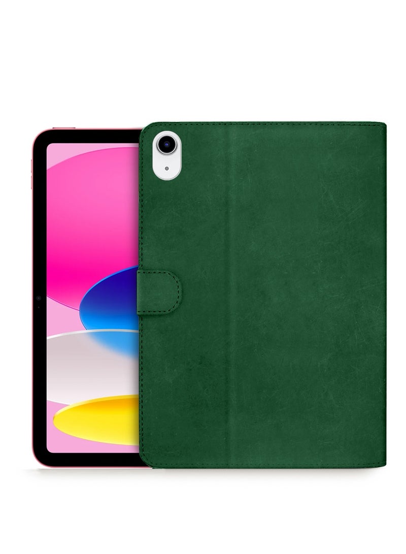 Wtech Apple iPad 2025 (11th Generation) A16 10.9 inch WTech PU Leather Magnetic Closure Flip Case Cover (TCFPSR) - Dark Green - Image 1
