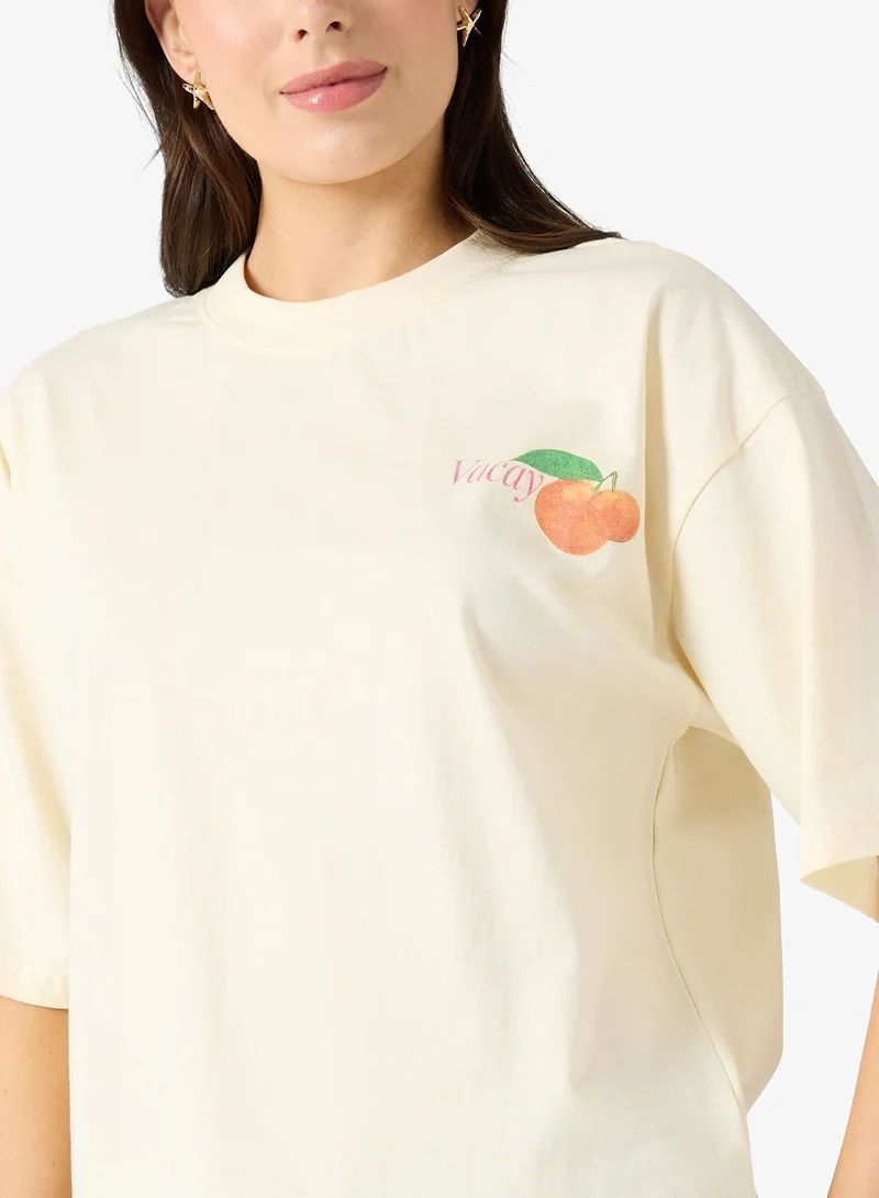 Ginger Cotton Oversize Travel Graphic T-shirt