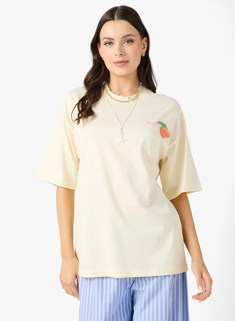 Ginger Cotton Oversize Travel Graphic T-shirt
