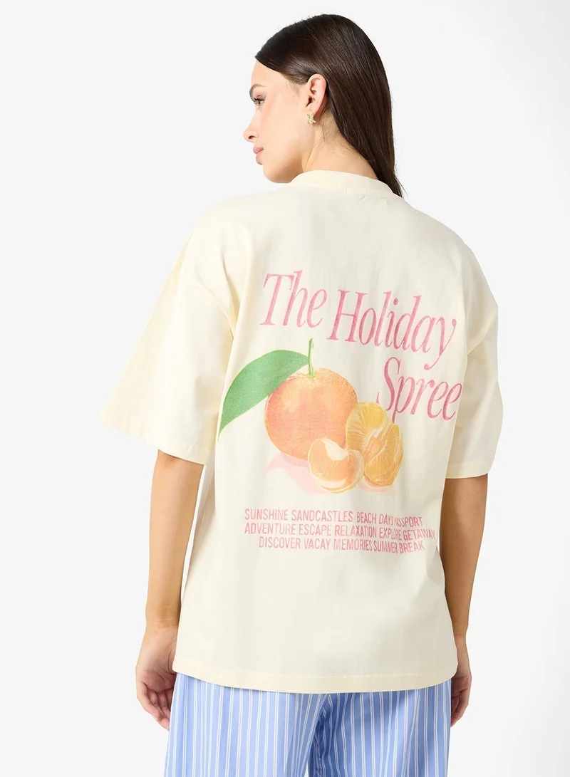 Ginger Cotton Oversize Travel Graphic T-shirt