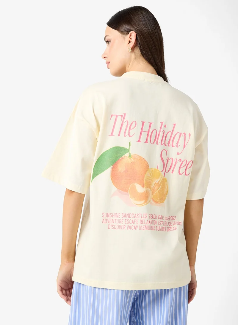 Ginger Cotton Oversize Travel Graphic T-shirt