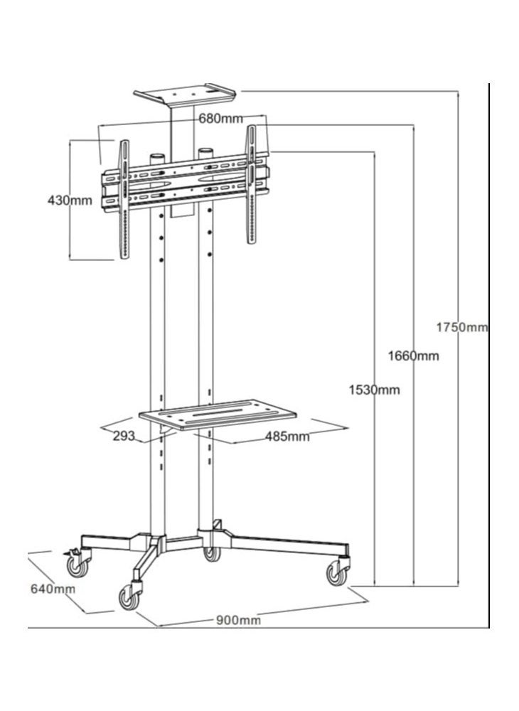 BGM - DG60B FS Mobile/Rolling TV Cart with Lockable Wheels, Floor TV Stand 32-75 Inch, LED & LCD Screen TV Trolley with Supported Camera Rack & Strong Wheels Holds up to 50 Kg - Image 1