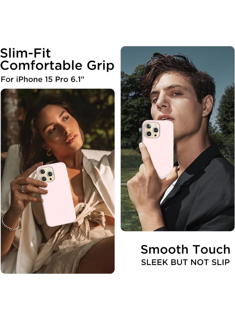 متوافق مع غطاء iPhone 15 Pro، غطاء من السيليكون السائل، غطاء حماية كامل للجسم مقاوم للصدمات، غطاء هاتف نحيف ورقيق مع بطانة ناعمة من الألياف الدقيقة المضادة للخدش، 6.1 بوصة - Image 2