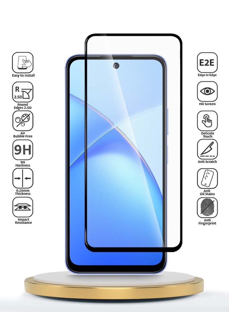 Wtech Infinix Smart 10 Plus / Infinix Smart 10 4G 2025 Premium E2E Series Full Glue Full Cover Tempered Glass Screen Protector (MSGECN) - Clear/Black - Image 2