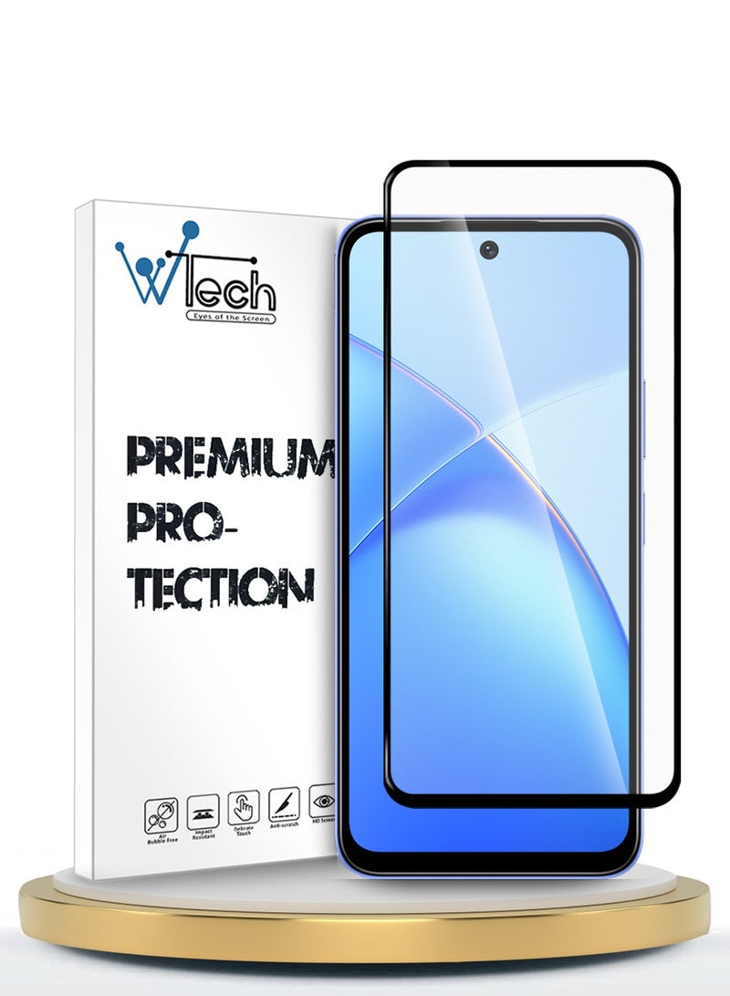 Wtech Infinix Smart 10 Plus / Infinix Smart 10 4G 2025 Premium E2E Series Full Glue Full Cover Tempered Glass Screen Protector (MSGECN) - Clear/Black - Image 1