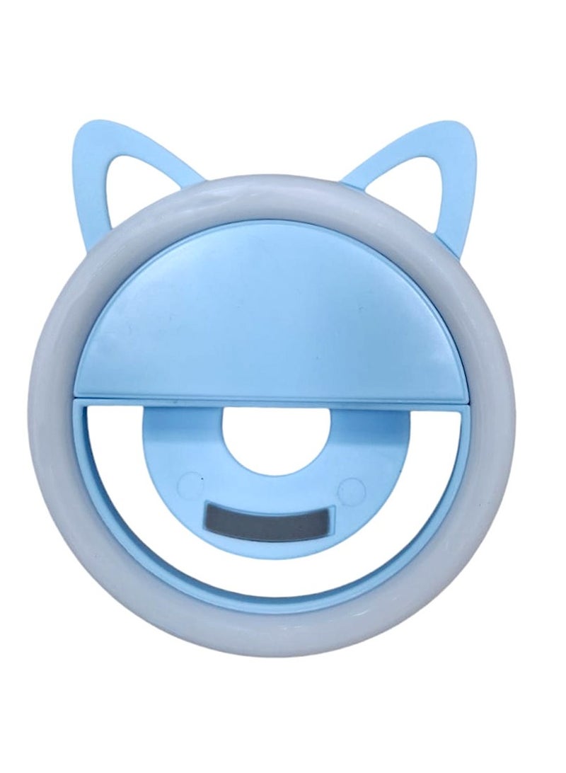Cat Ultra Bright Selfie Ring Light – Portable Clip-On LED Light for Perfect Selfies, Video Calls & Makeup (Blue)  - Image 1
