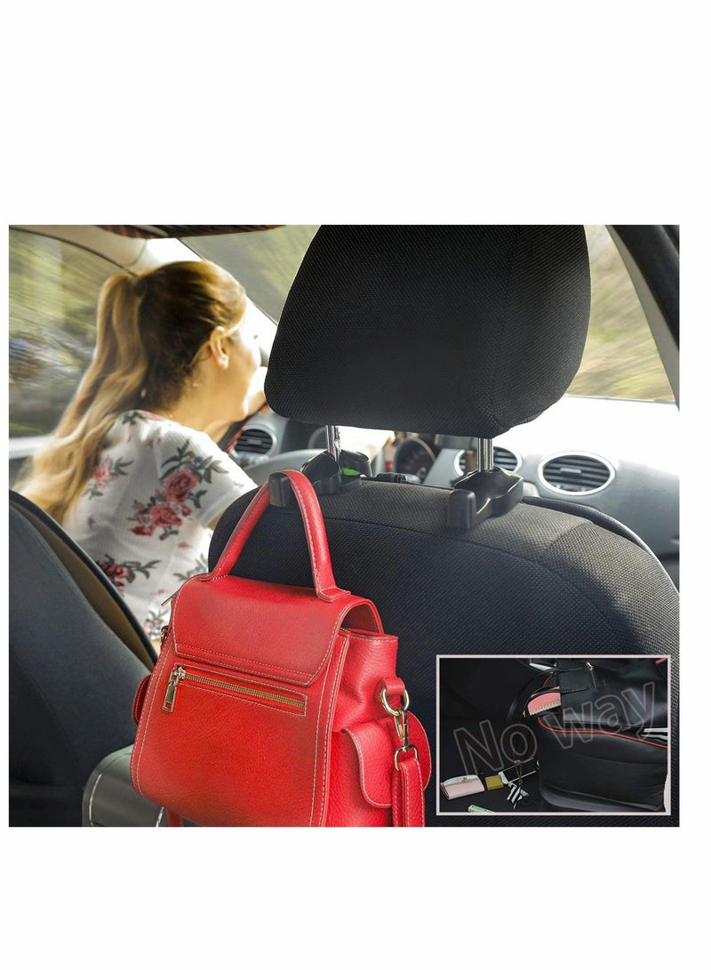 Car Headrest Hook Car Hook Car Purse Hook Headrest Hooks for Car Hook Headrest Hangers Purse Hook for Hanger Purse or Grocery Bags for Automotive Front Back Seat Headrest Black 2 Pack - Image 2