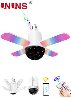 UNUNS LED Light Bulb,Smart Speaker Folding Deformation Lamp,LED Fan Music Light Bulb,Colour Changing Lamp Eith Built-In Bluetooth Speaker And Remote Control For Home Stage Bar Party  - Image 1