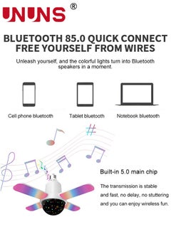 UNUNS LED Light Bulb,Smart Speaker Folding Deformation Lamp,LED Fan Music Light Bulb,Colour Changing Lamp Eith Built-In Bluetooth Speaker And Remote Control For Home Stage Bar Party  - Image 3