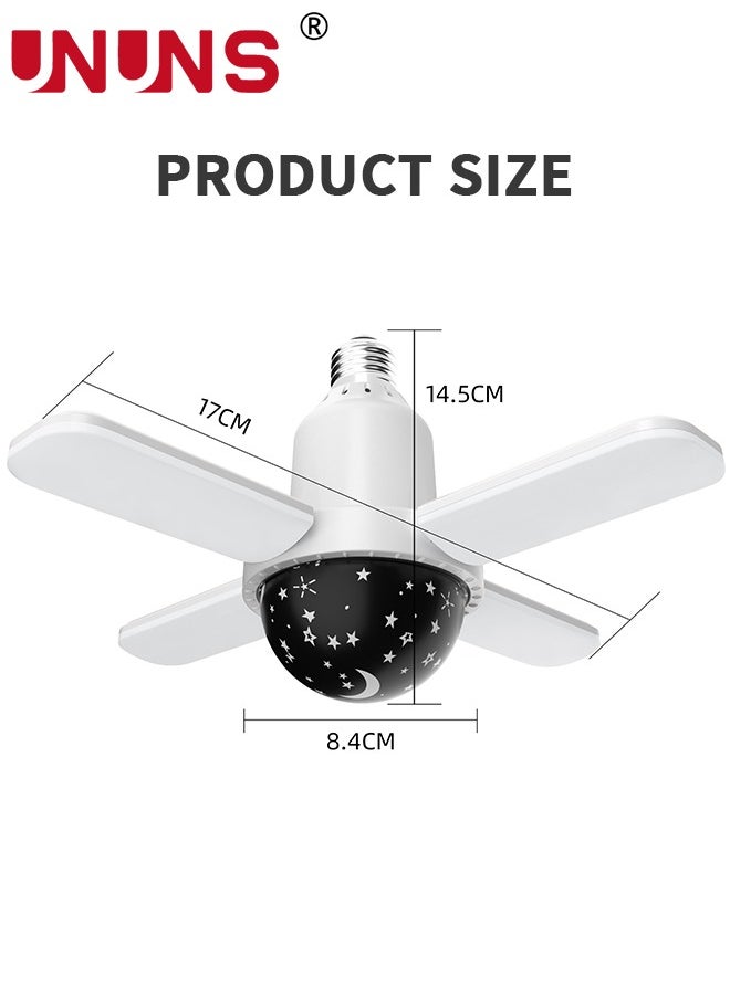 UNUNS - LED Light Bulb,Smart Speaker Folding Deformation Lamp,LED Fan Music Light Bulb,Colour Changing Lamp Eith Built-In Bluetooth Speaker And Remote Control For Home Stage Bar Party - Image 1