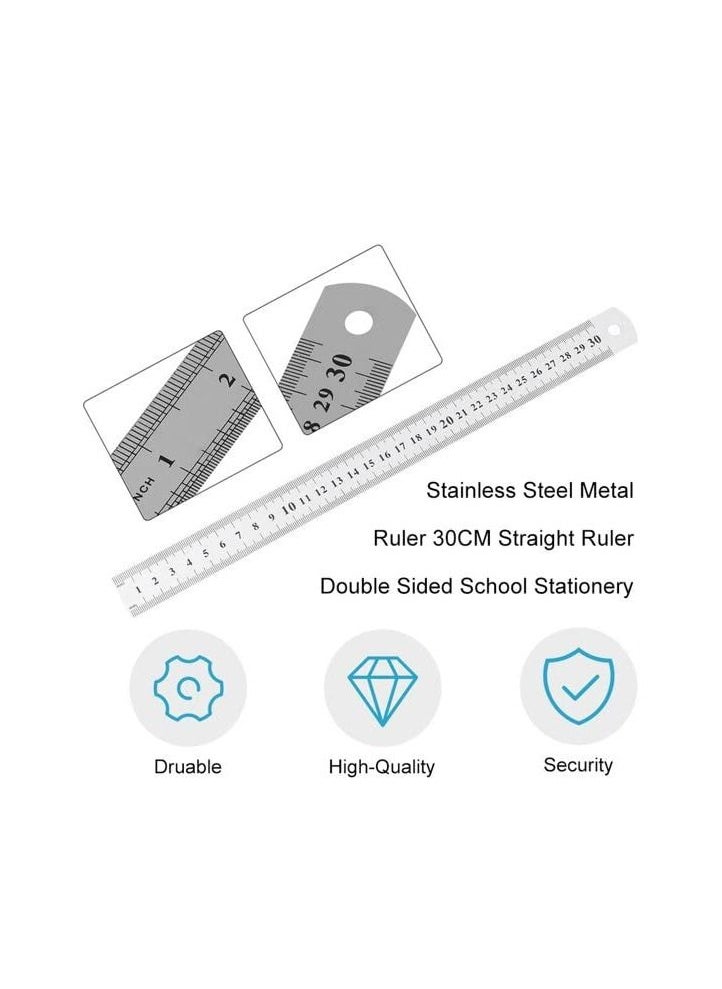 MARKQ - 30cm Metal Ruler, Double Sided Stainless Steel Scale for School, Office, Home, Architect, Engineers, Craft Supplies - Image 1