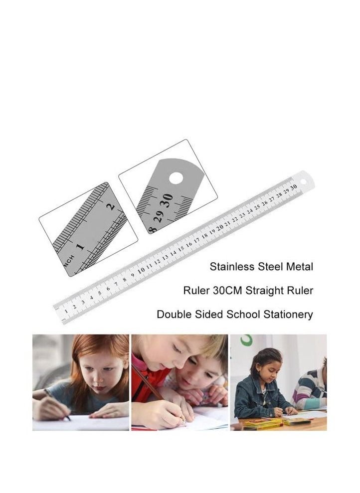 MARKQ - 30cm Metal Ruler, Double Sided Stainless Steel Scale for School, Office, Home, Architect, Engineers, Craft Supplies - Image 1