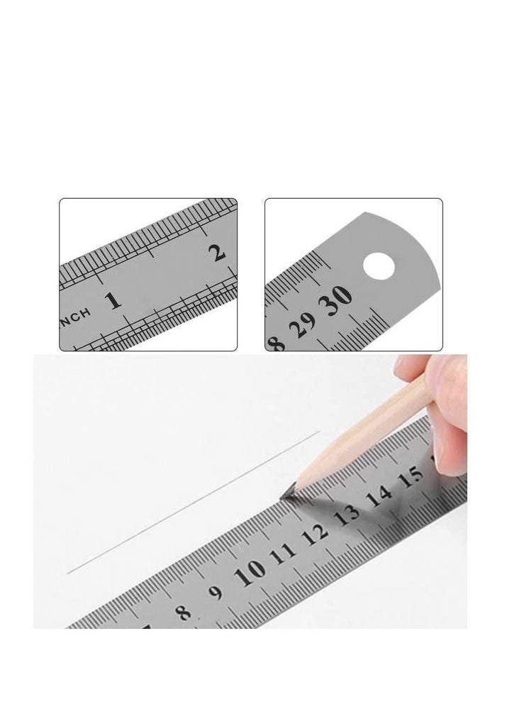 MARKQ - 30cm Metal Ruler, Double Sided Stainless Steel Scale for School, Office, Home, Architect, Engineers, Craft Supplies - Image 1
