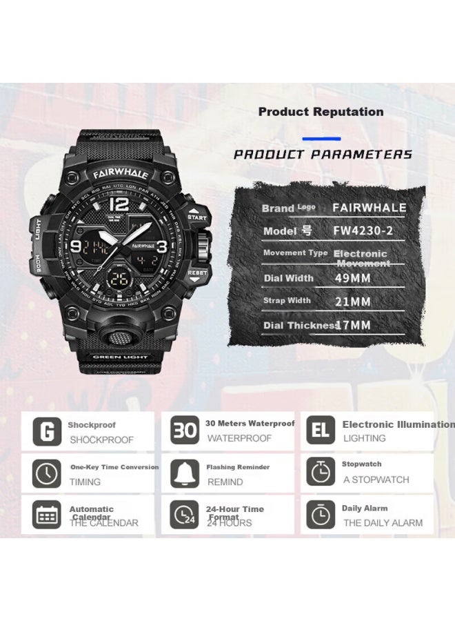 Fairwhale Junior High School Students' Electronic Watch Sports Fashion Dual Display Waterproof Wrisch 4340-2 Back-to-school Season Gift - Image 3