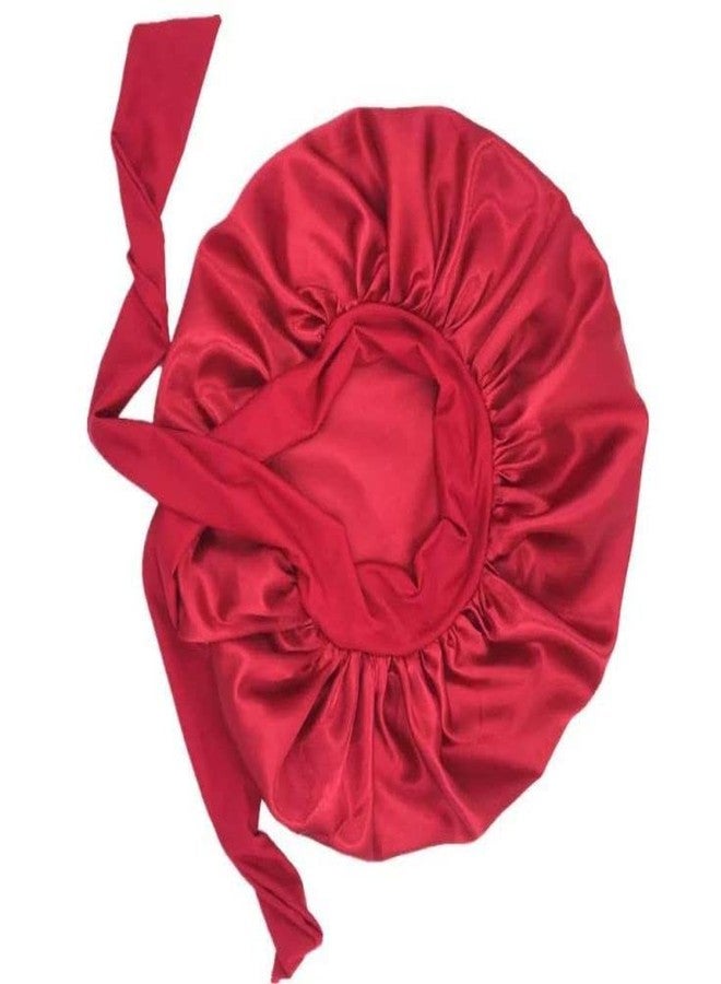 Atrube Silk Satin Bonnet Reversible Haircap |Adjustable HairBonnet for Women Teenager | Standard Size| Reversible Bonnet with Drawstring Red - Image 1