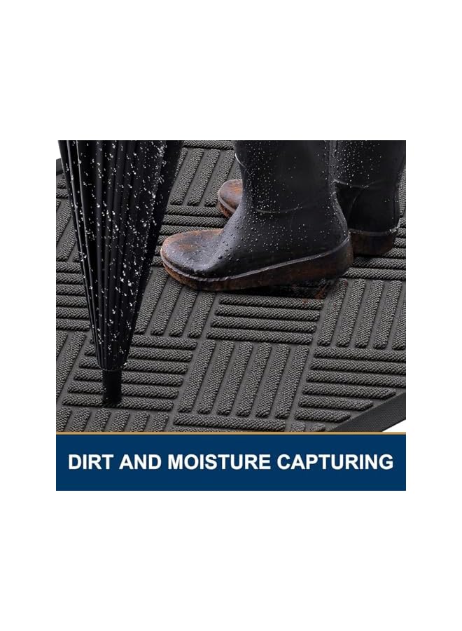 The Bros Front Door Mat Outside Entrance, Heavy Duty Outdoor Indoor Mat, Natural Rubber Doormat, Non Slip, Trap Dirt and Moisture, Easy Clean, Low Profile Patio Porch Entryway Mat, 30x17, Grey - Image 3