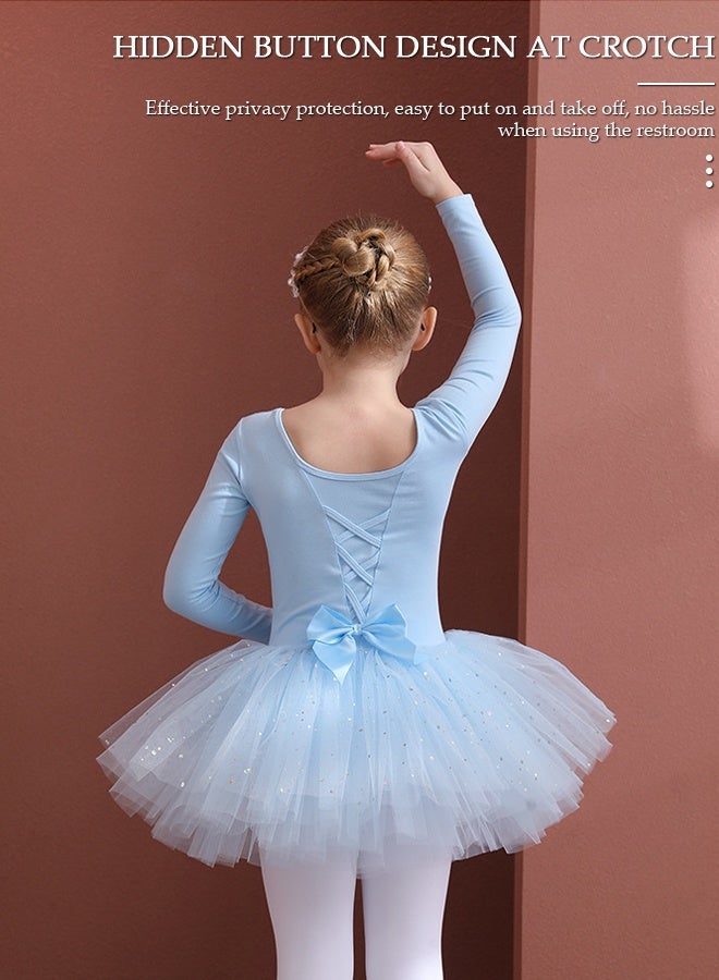 DUNISO Girls Ballet Leotards Toddler with Skirted,Skirted Leotards with Tutus Skirt Dance Dress with Lace Hemline, Long Sleeve Dance Gymnastic Ballerina Ballet Outfit Dress, Mini Skirt Princess Dresses Dance Wear Clothes - Image 4