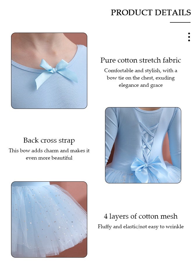 DUNISO Girls Ballet Leotards Toddler with Skirted,Skirted Leotards with Tutus Skirt Dance Dress with Lace Hemline, Long Sleeve Dance Gymnastic Ballerina Ballet Outfit Dress, Mini Skirt Princess Dresses Dance Wear Clothes - Image 5
