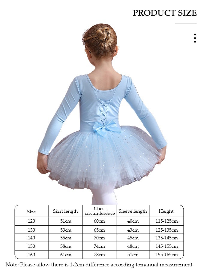 DUNISO Girls Ballet Leotards Toddler with Skirted,Skirted Leotards with Tutus Skirt Dance Dress with Lace Hemline, Long Sleeve Dance Gymnastic Ballerina Ballet Outfit Dress, Mini Skirt Princess Dresses Dance Wear Clothes - Image 2