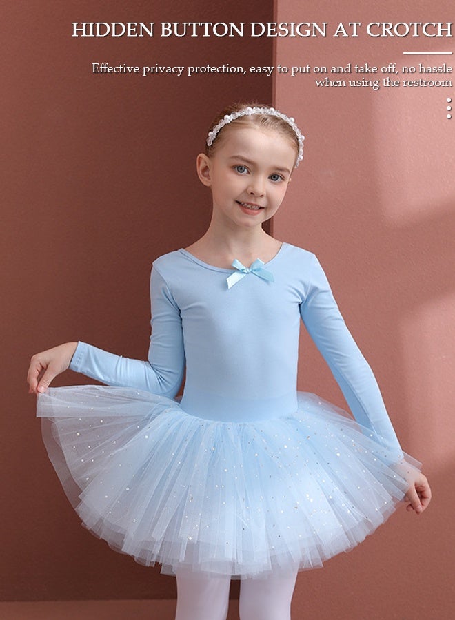 DUNISO Girls Ballet Leotards Toddler with Skirted,Skirted Leotards with Tutus Skirt Dance Dress with Lace Hemline, Long Sleeve Dance Gymnastic Ballerina Ballet Outfit Dress, Mini Skirt Princess Dresses Dance Wear Clothes - Image 3