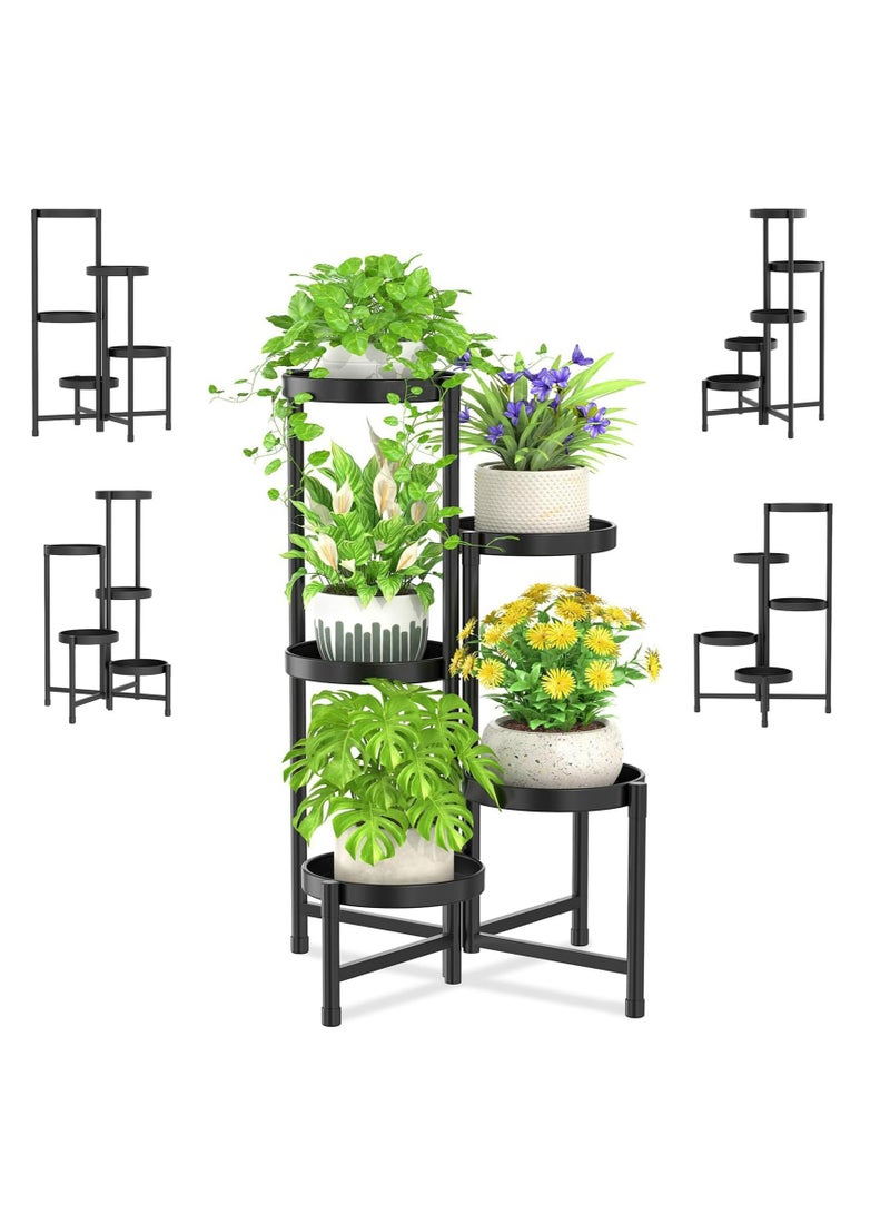 Arabest 5 Tier Metal Plant Stand, Corner Tall Plant Shelf for Multiple Plants, Indoor Outdoor Flower Pot Holder for Living Room Balcony Garden Patio Yard, Black 48*48*80Cm - Image 1